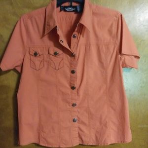 Harley-Davidson orange snap front camp shirt